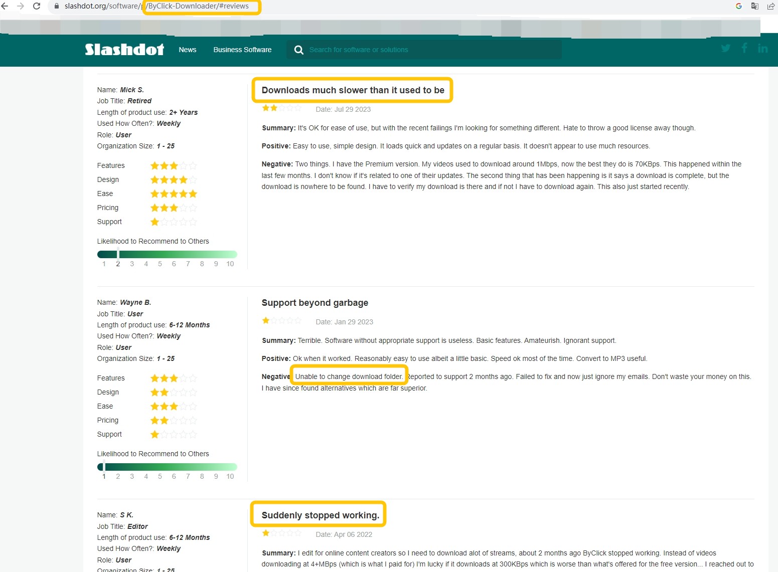 Things to dislike about By Click Video Downloader