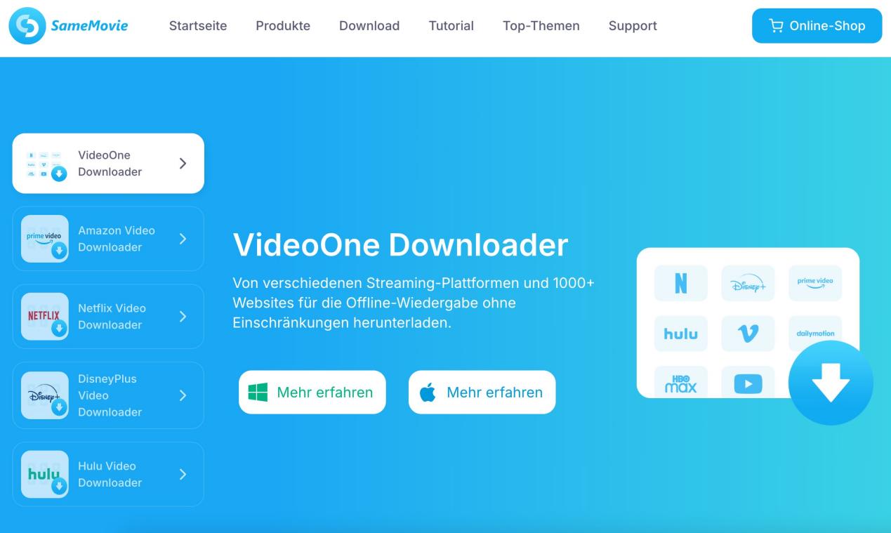 Samemovie VideoOne Downloader Review: Ein Tool zum einfachen Herunterladen der Streaming Videos