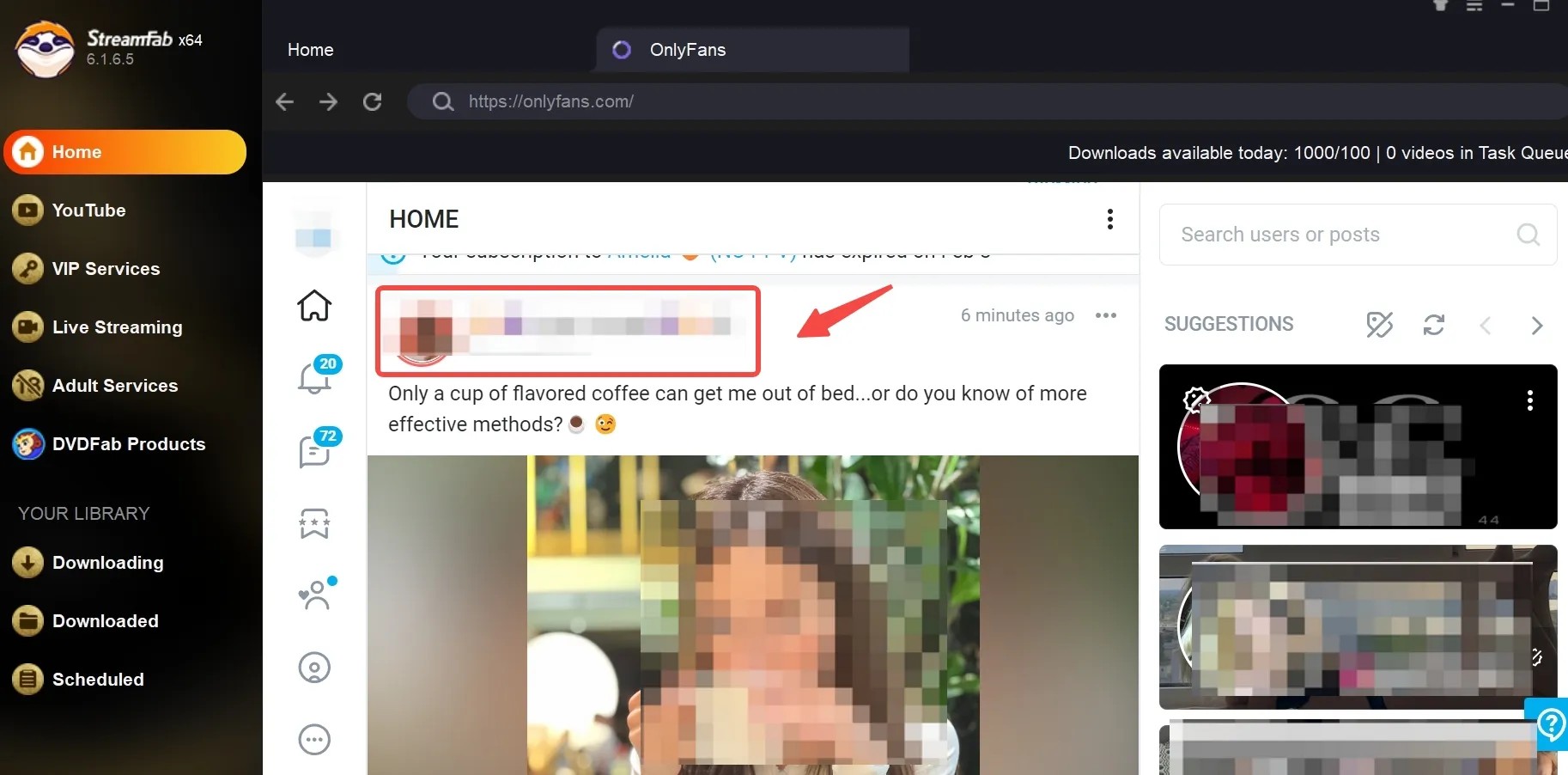 best bulk onlyfans downloader: streamfab step 1