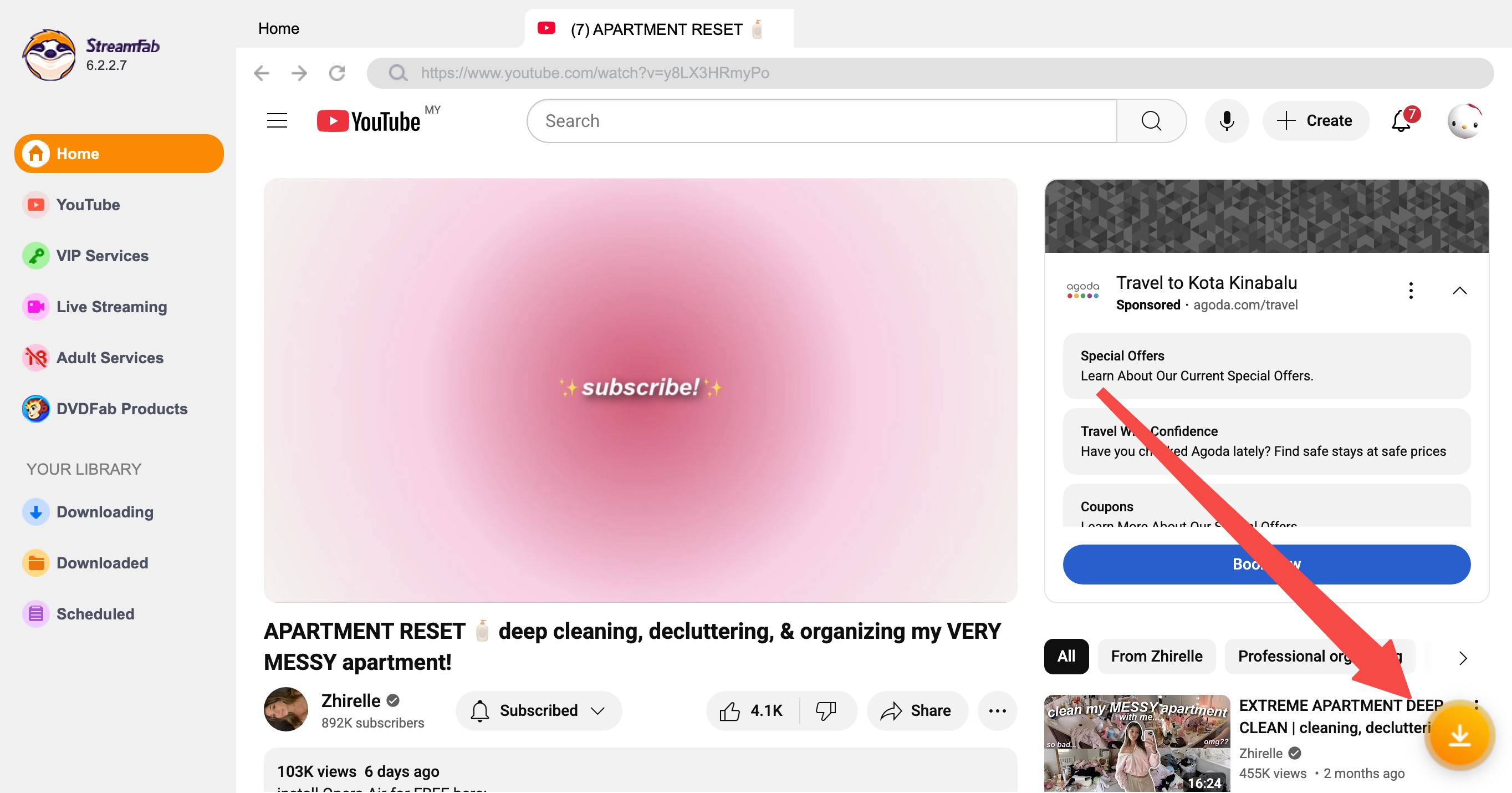 Comment télécharger une vidéo de YouTube : étape 3 de StreamFab