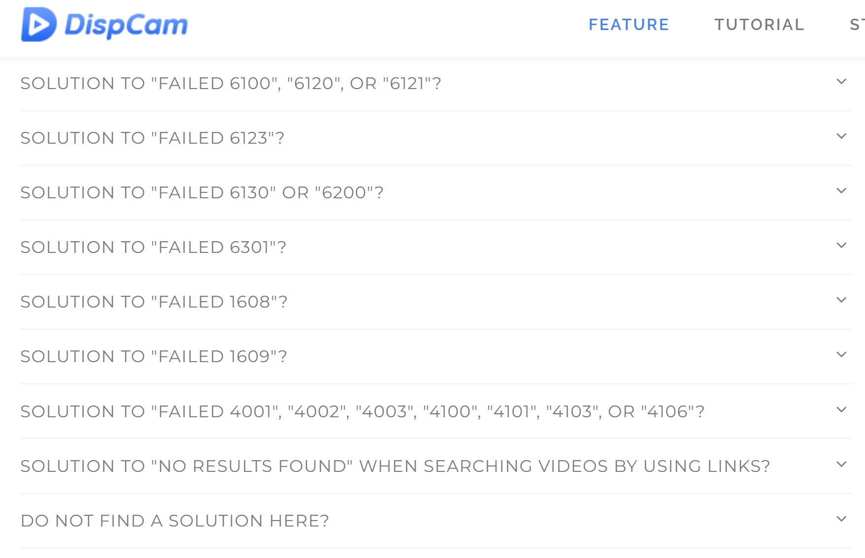 DispCam review: error codes