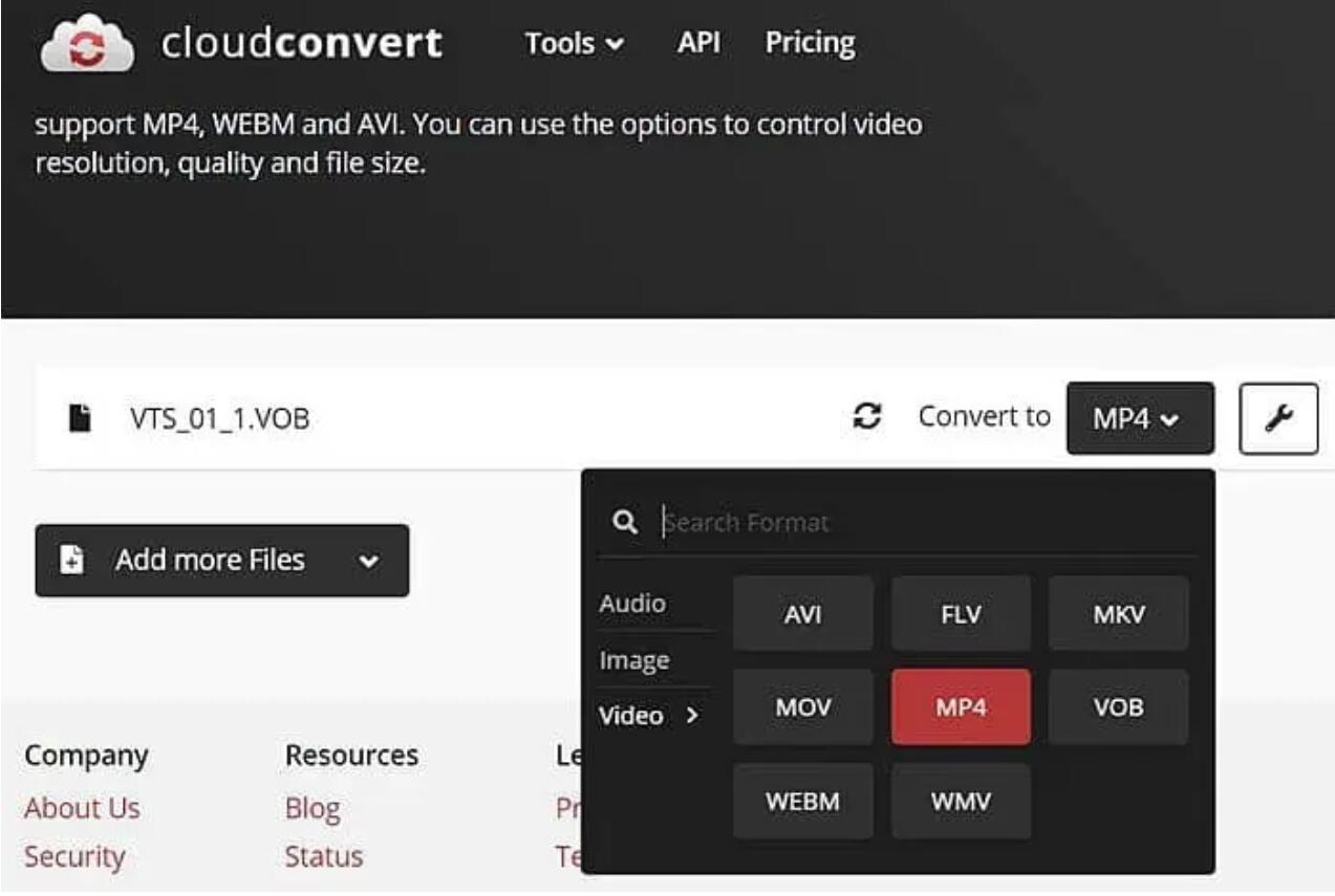 Online DVD zu MP4 Converter: Cloudconvert