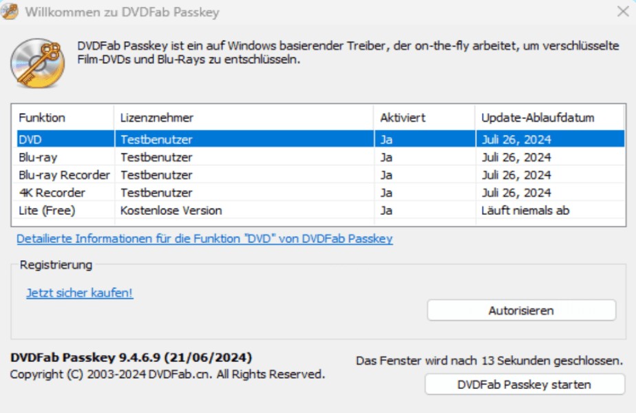 DVD entschlüsseln mit einem DVD Decrypter: DVDFab DVD Passkey