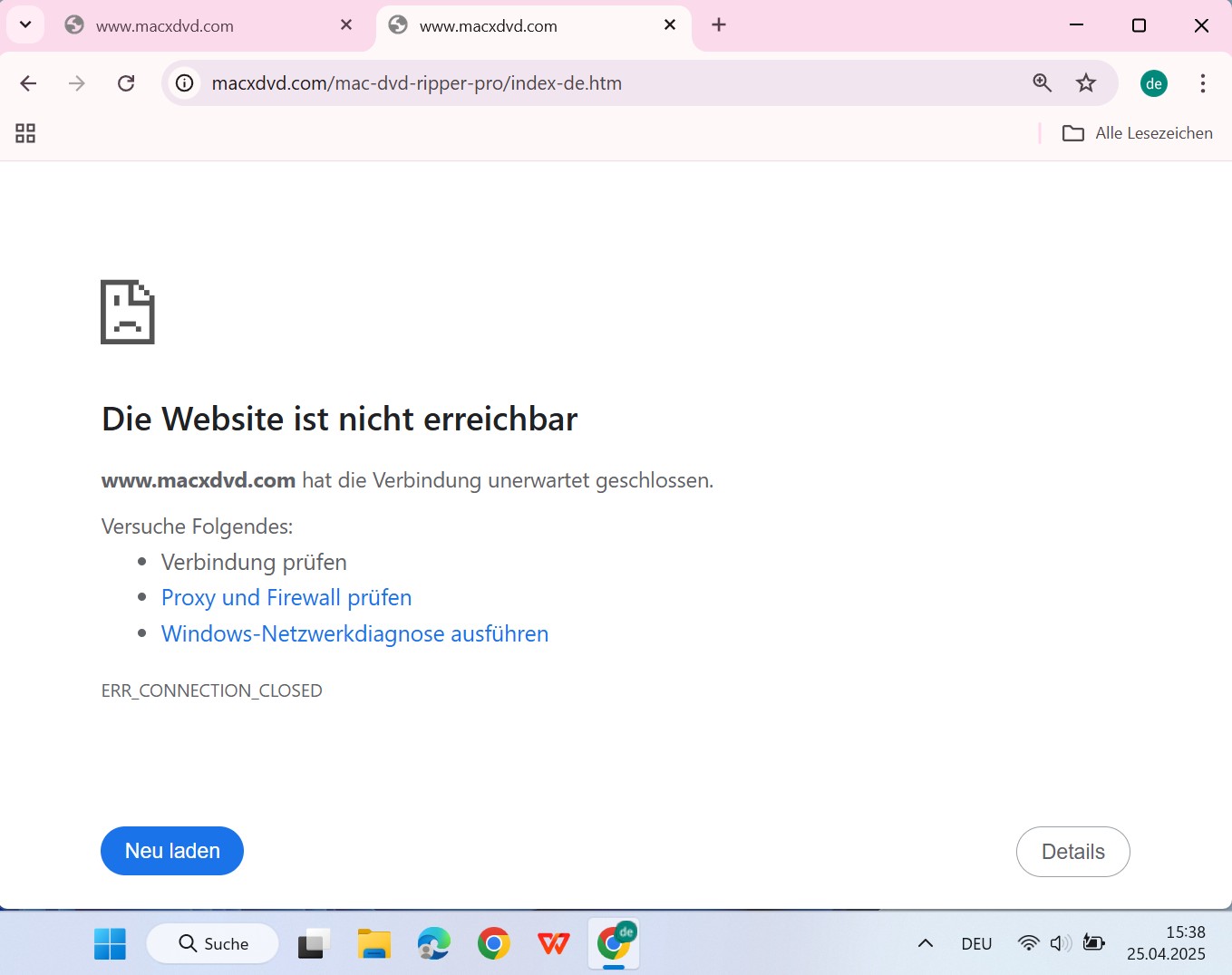 macx dvd ripper pro webseite funktioniert nicht