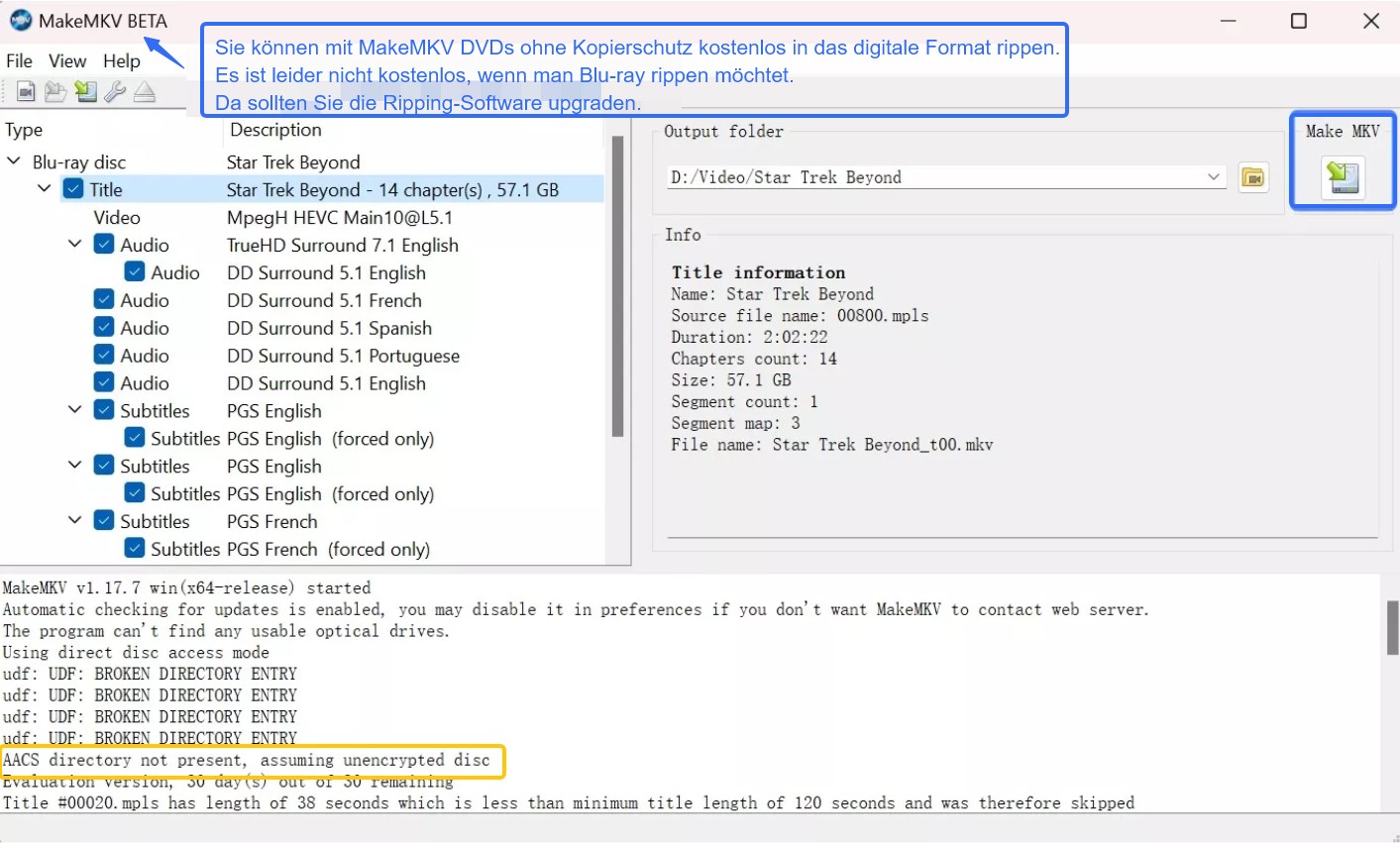 open source dvd ripper: MakeMKV DVD Ripper
