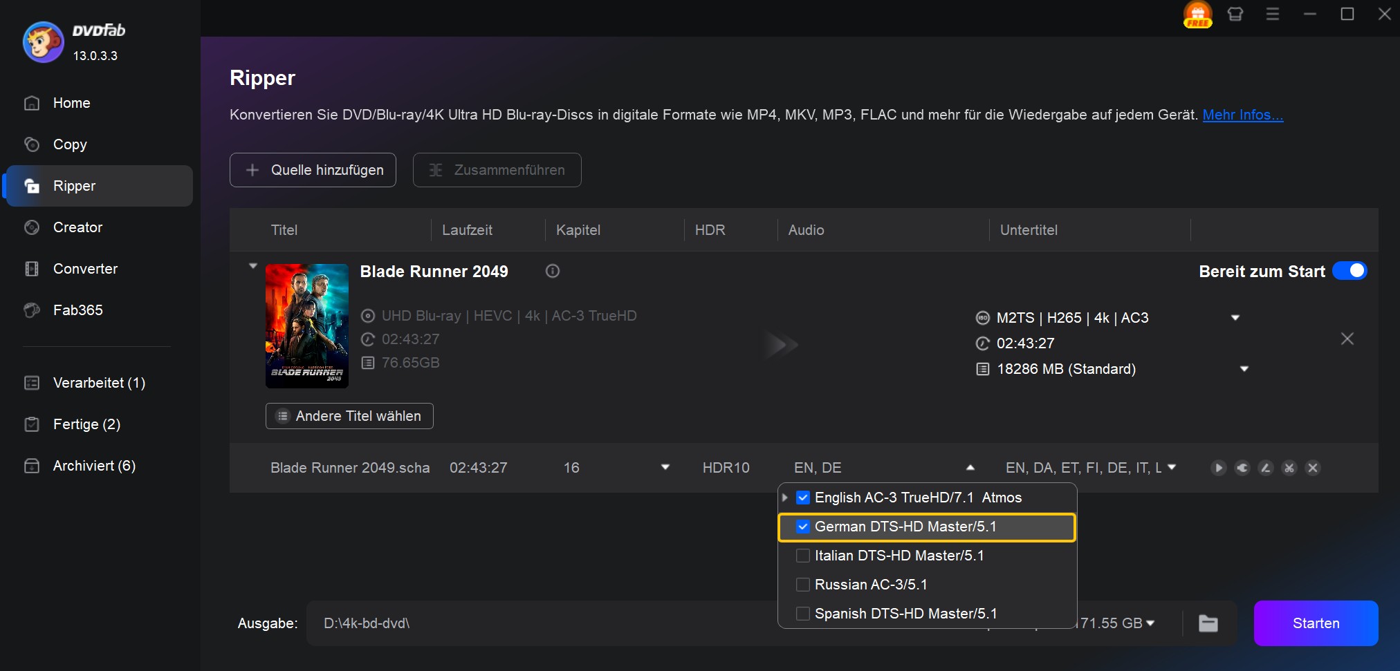Wie Sie UHD Blu-rays in 1080p Videos konvertieren