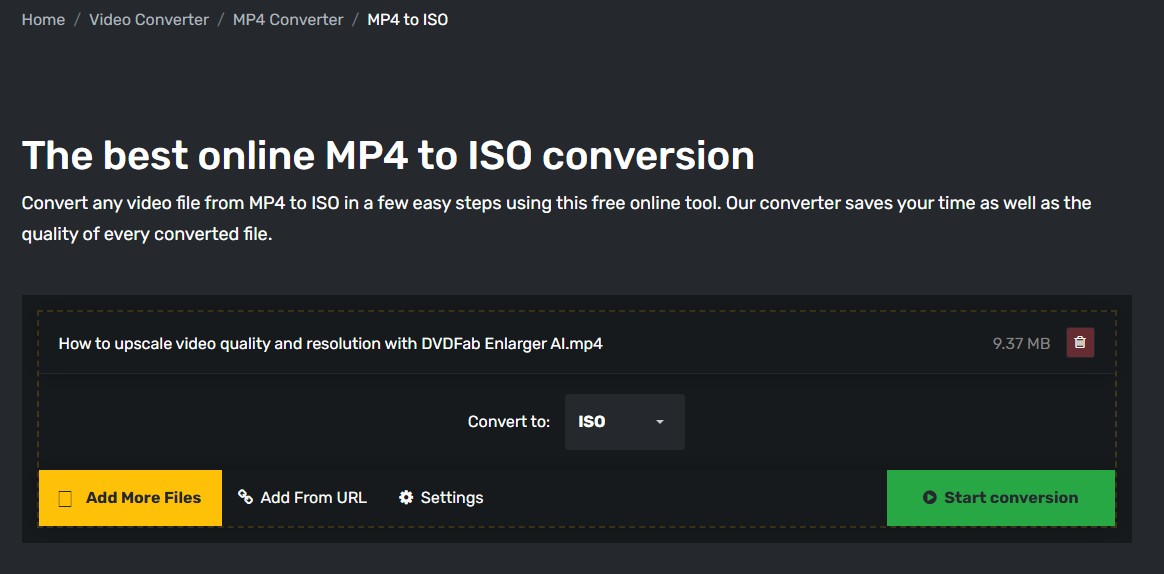 Convert 365 mp4 to iso converter online