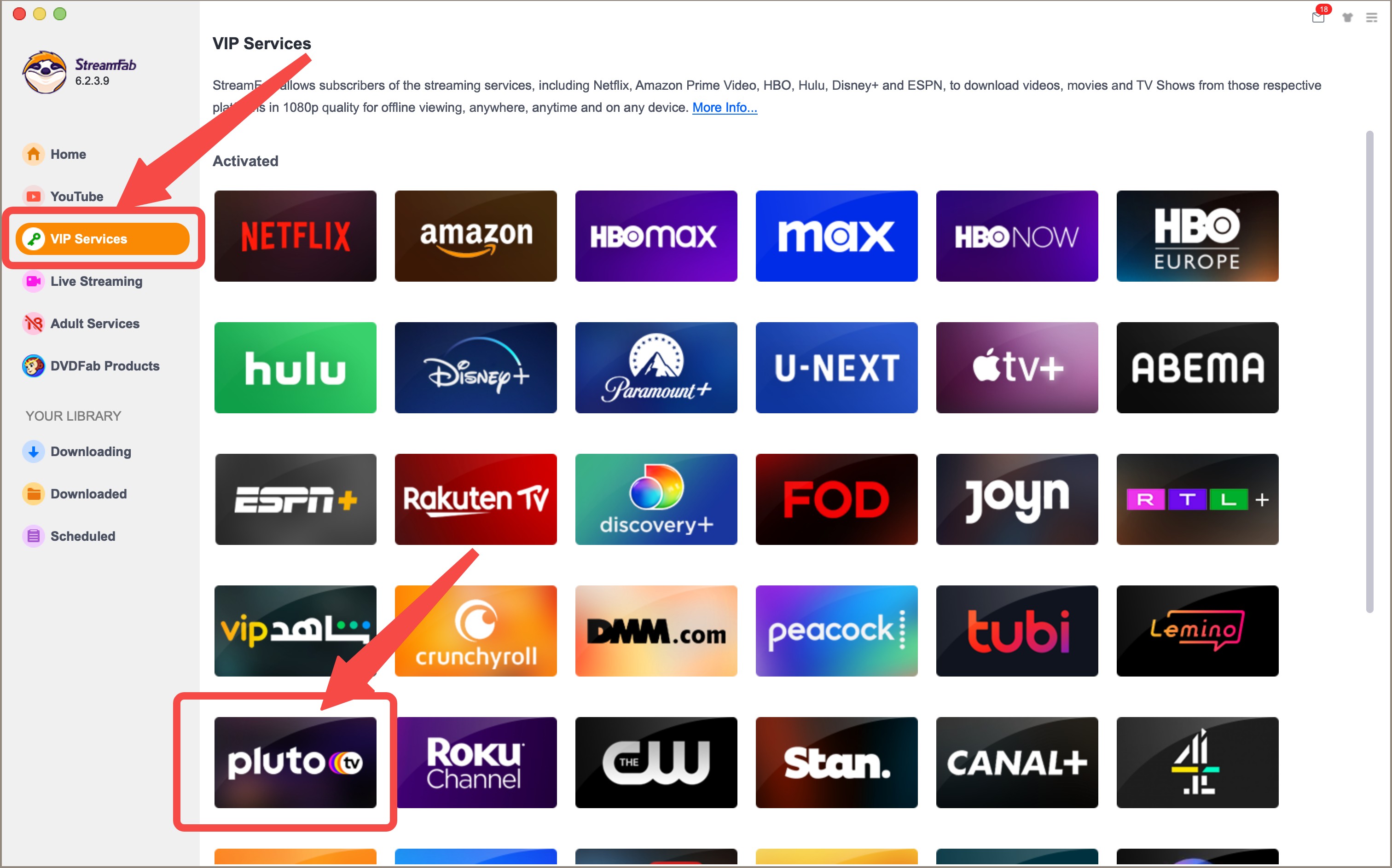 télécharger Pluto TV : StreamFab Pluto TV Downloader : étape 2