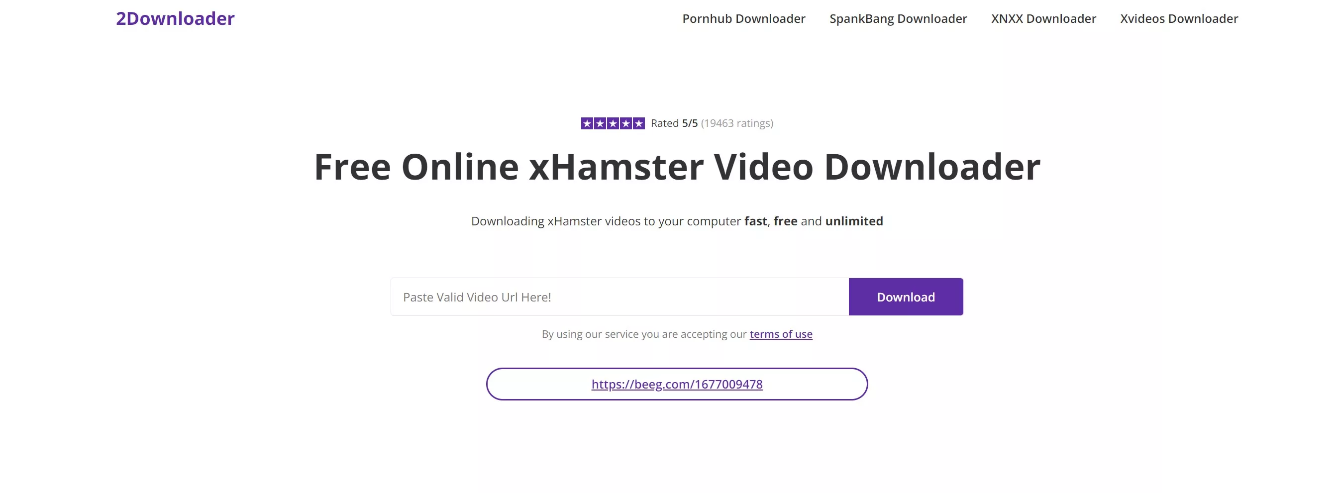 download xHamster videos with 2Downloader
