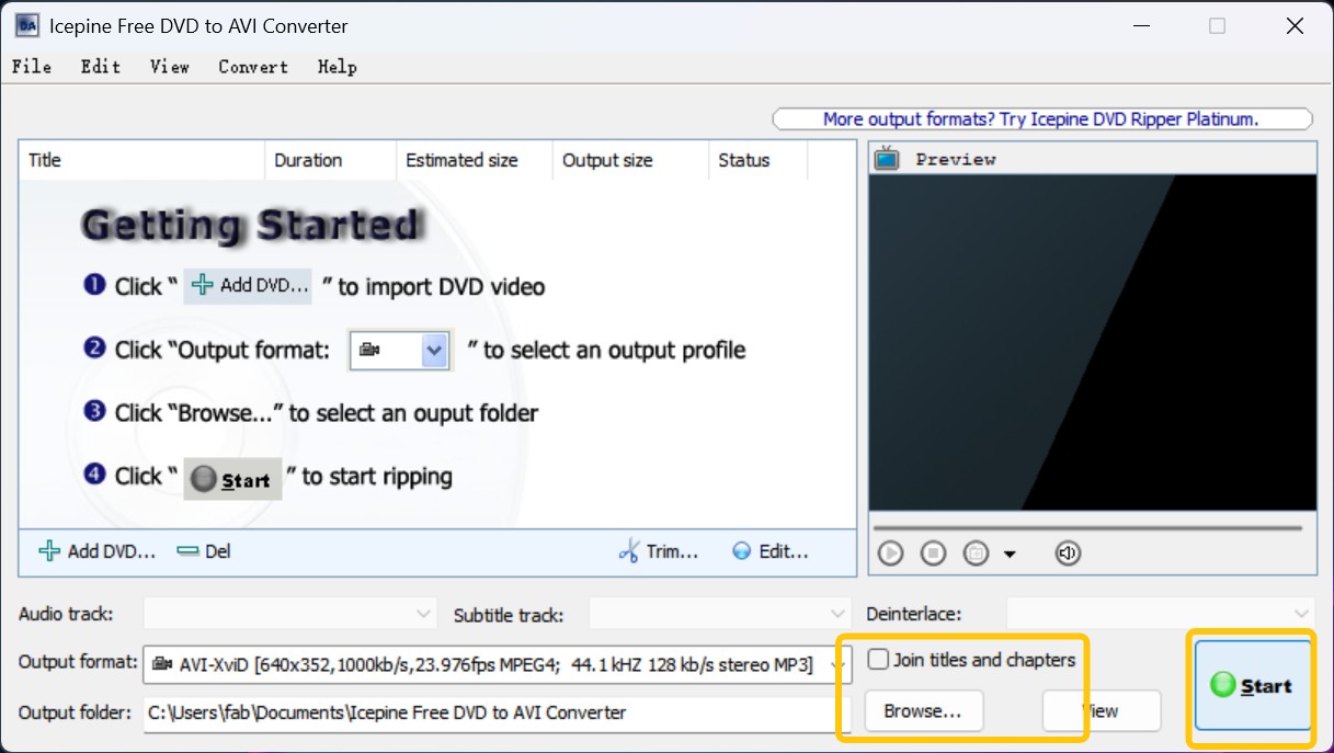 Convert DVD to AVI with Icepine Free DVD to AVI Converter