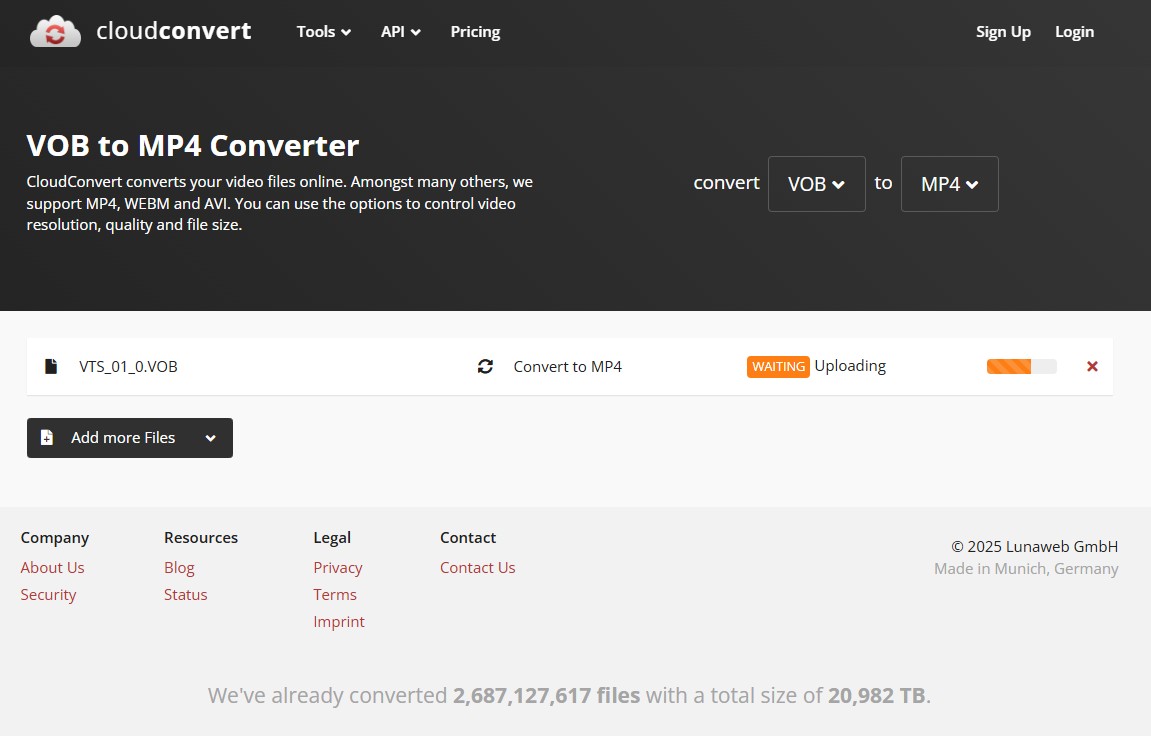 Convert DVD to MP4 Online with CloudConvert