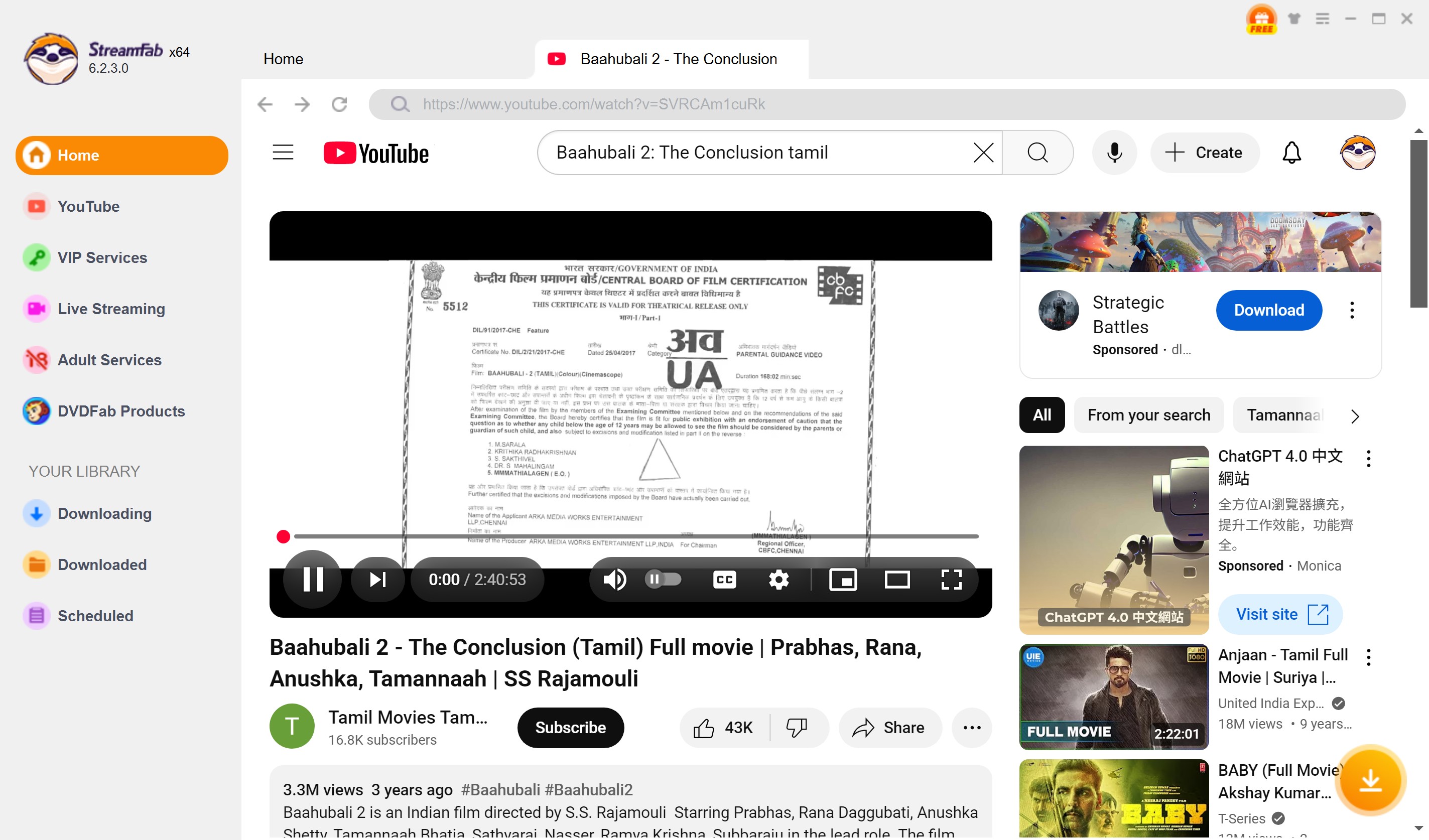 How to download the best Tamil movies with StreamFab YouTube Downloader