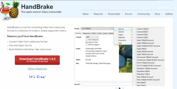 Comment convertir AVI en MP4 gratuitement et sans perte de qualité:Handbrake