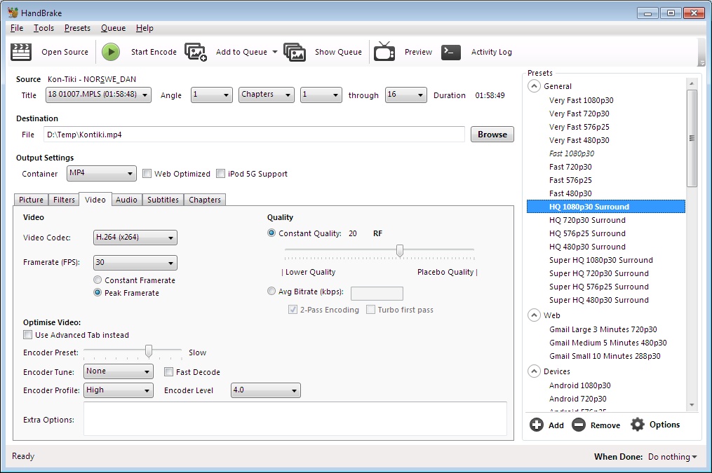 les meilleurs dvd decrypter : 7. Handbrake + libdvdcss  
