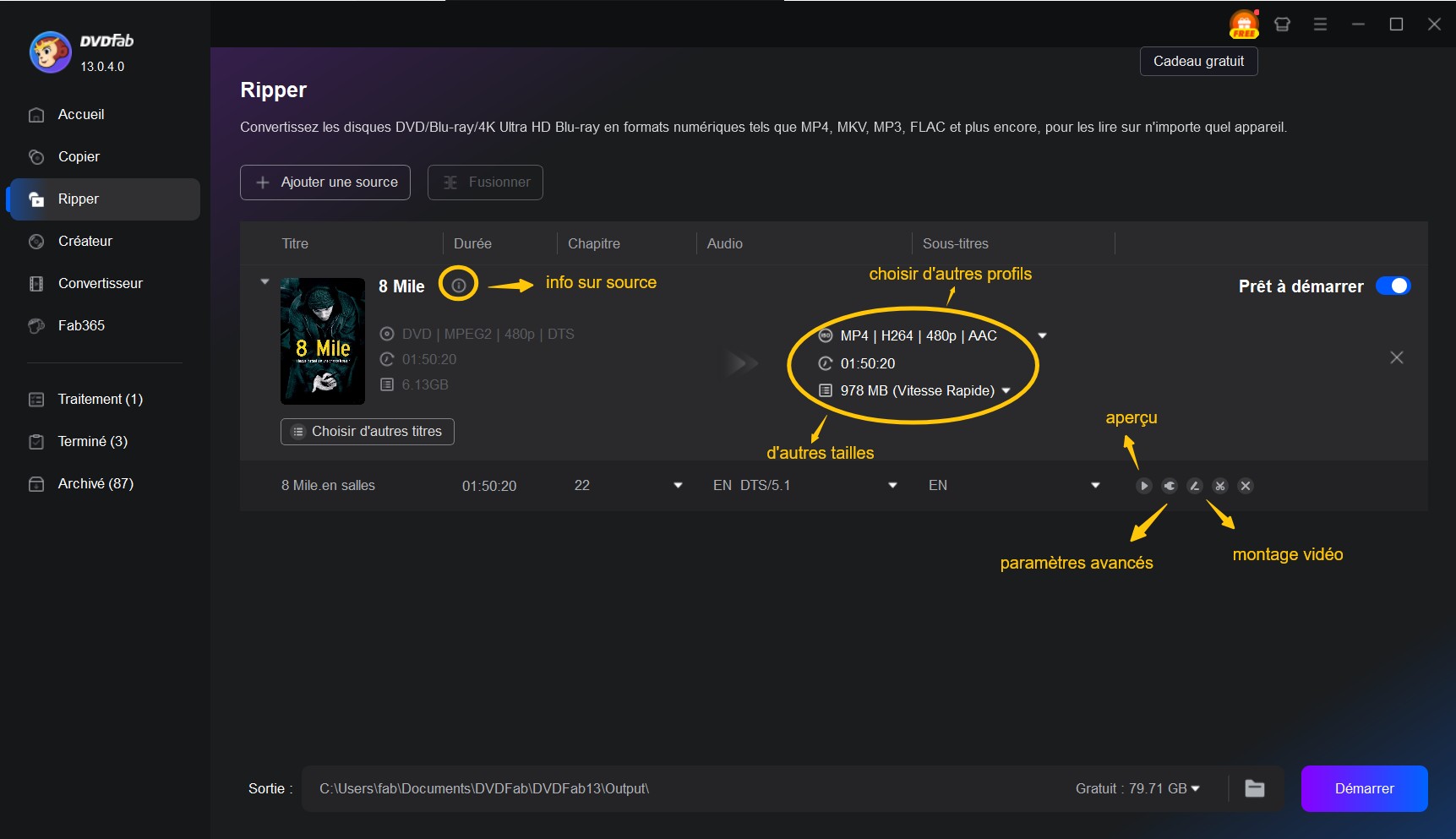 Comment convertir un DVD en MP4 avec DVDFab DVD Ripper ?