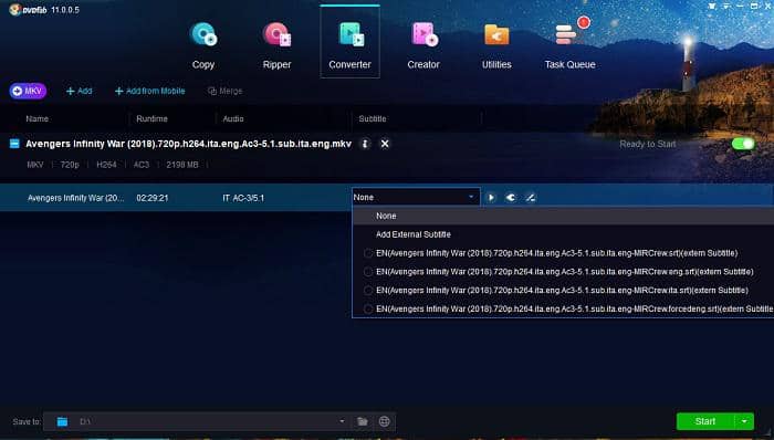 Comment supprimer les sous-titres de MKV rapidement par lots:2. Supprimer les sous-titres logiciels de MKV avec DVDFab Video Converter