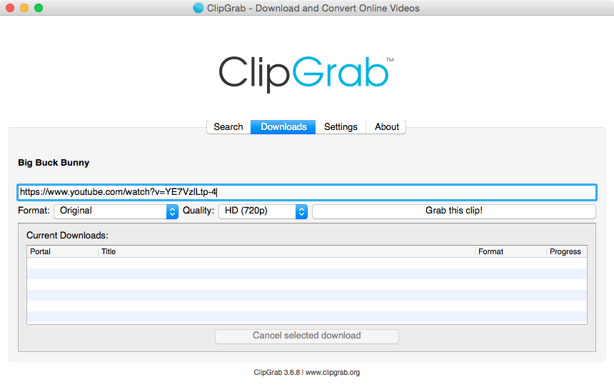:Comment convertir une vidéo YouTube en MP4 sur Mac avec Clip Grab