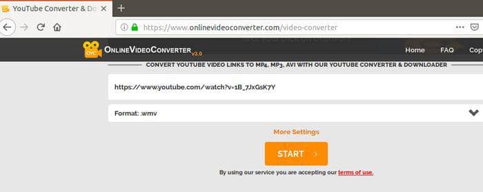 convertir des vidéos YouTube en WMV:OnlineVideoConverter