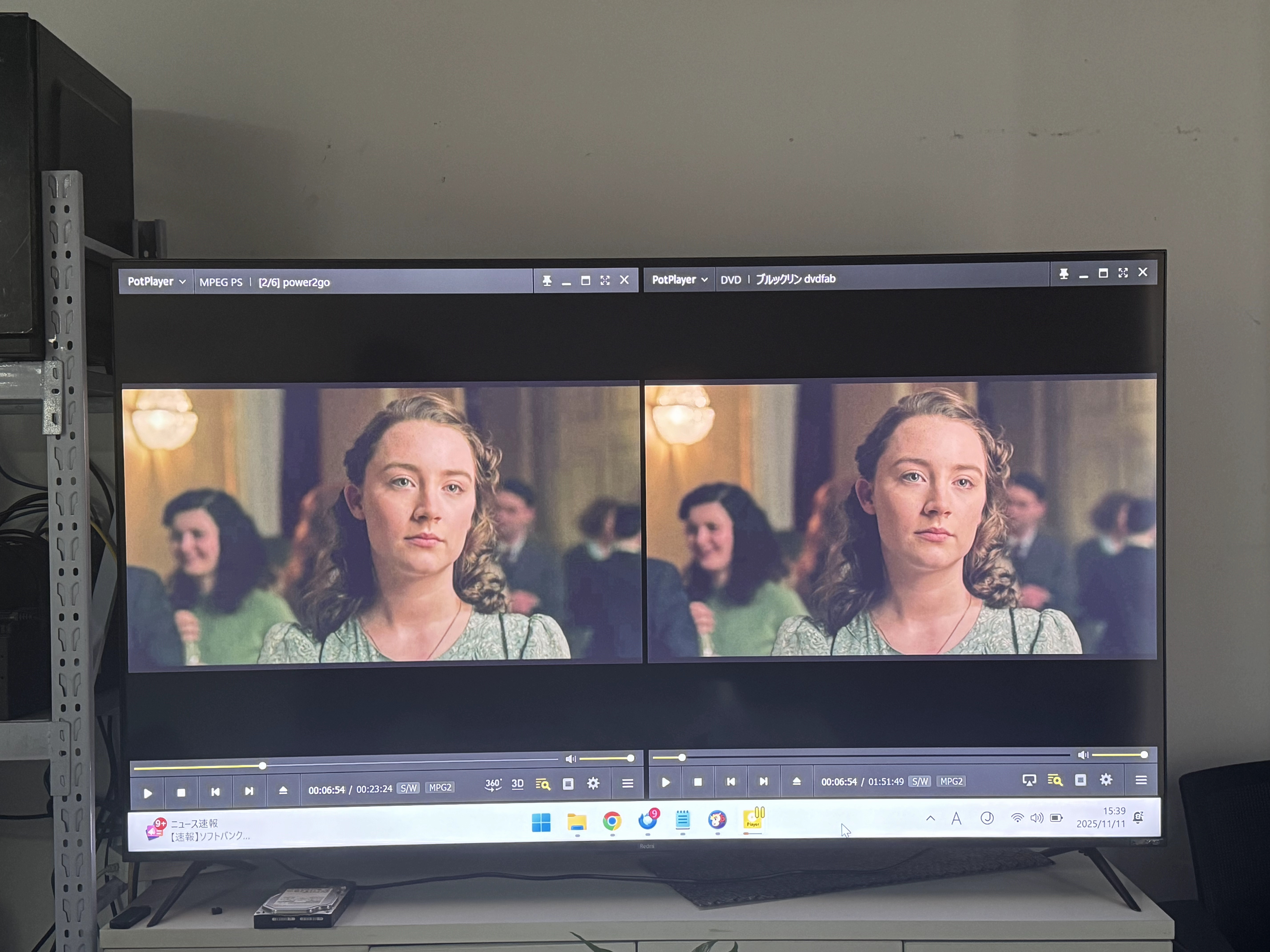 大型テレビを使用してDVDを再生し、画質を比較しました。 大型テレビを使用してDVDを再生し、画質を比較しました。