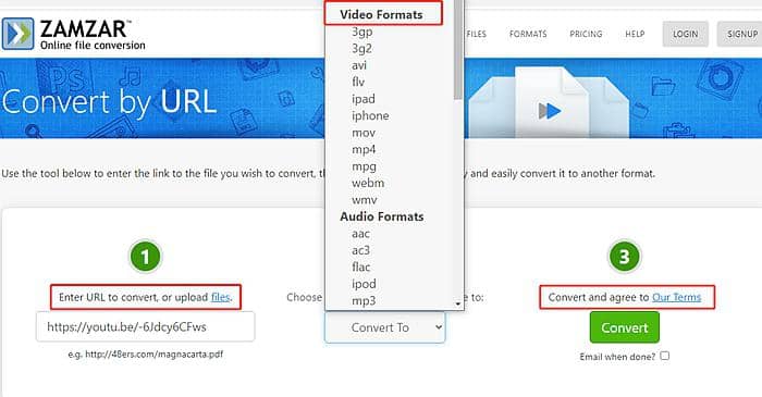 Le meilleur convertisseur gratuit de YouTube en DVD:(2) ZamZar