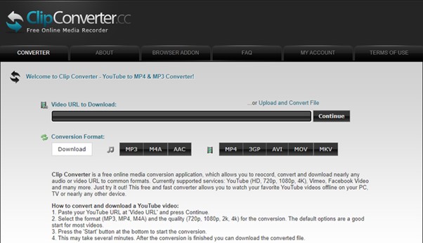 youtube video to mp4 iphone with clipconverter.cc