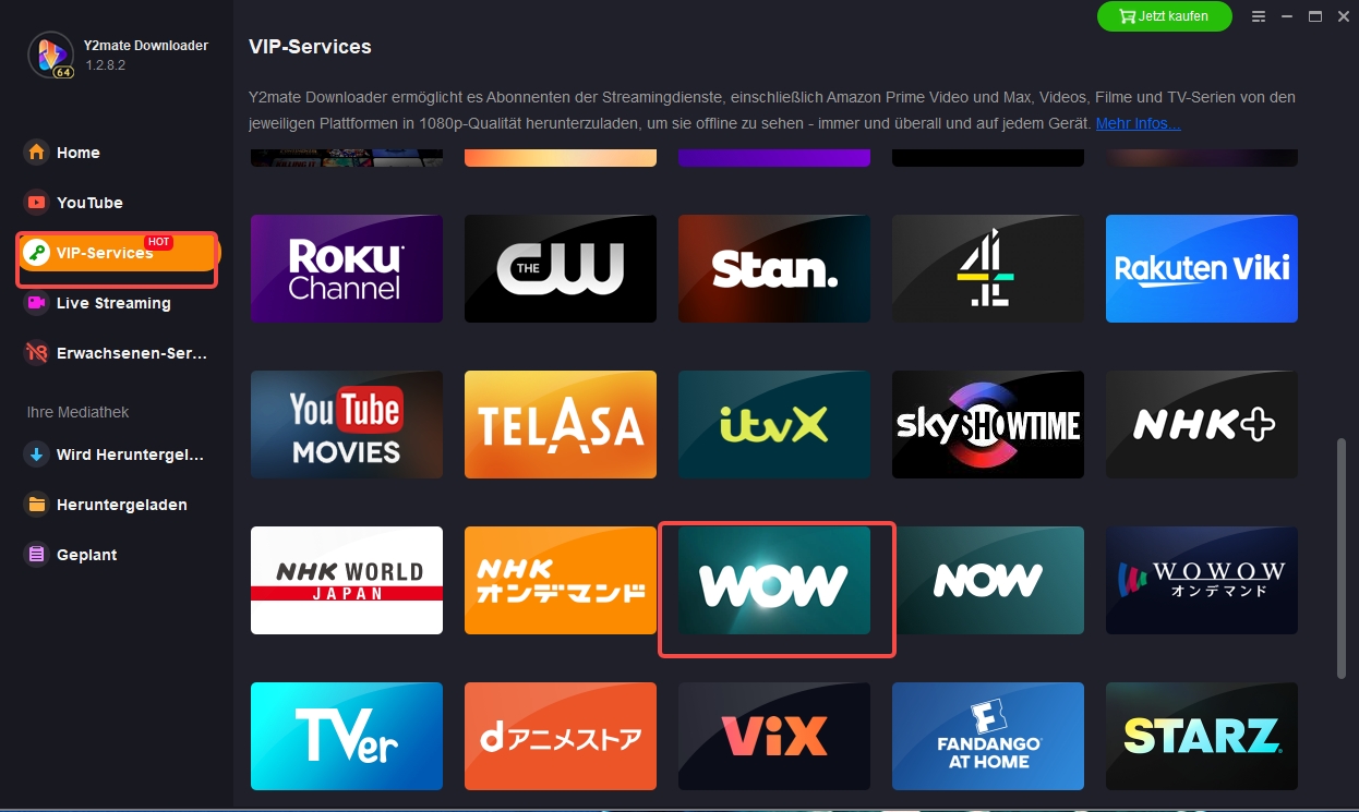 Homepage von Y2Mate WOW Downloader