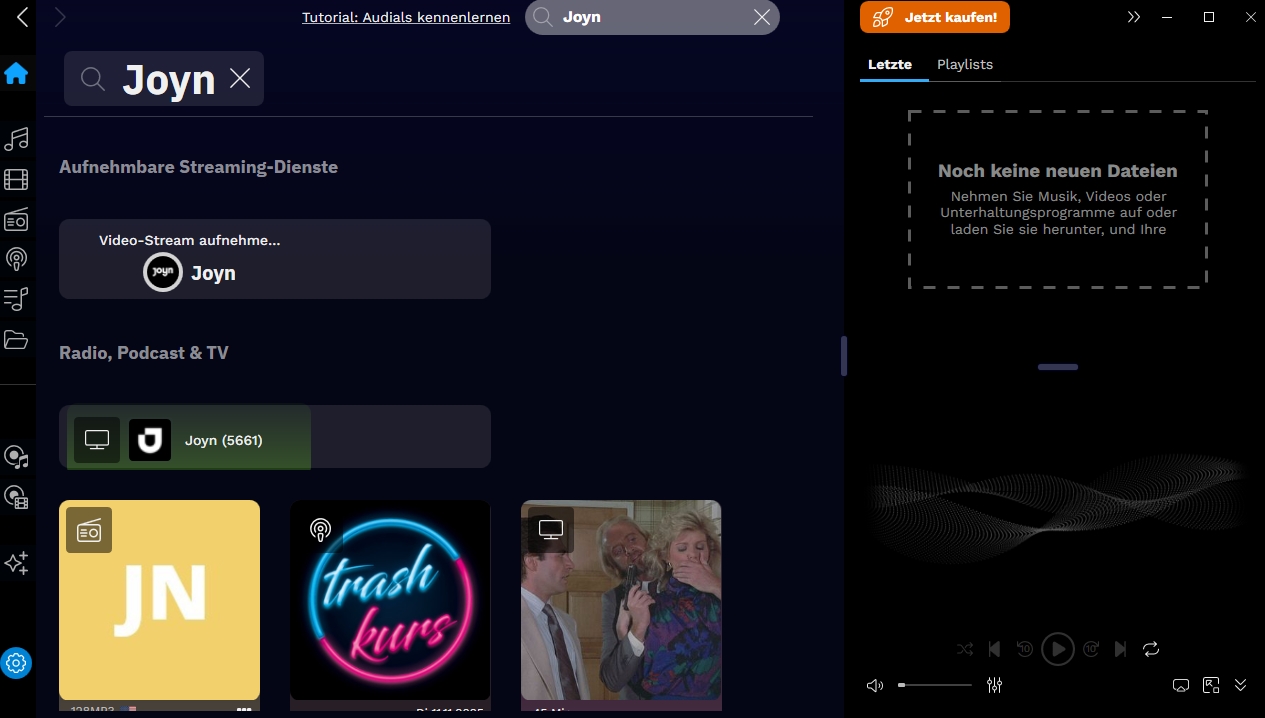 Audials Joyn Schnittstelle