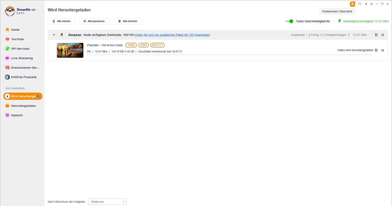 Ausführliche Schritte bei StreamFab