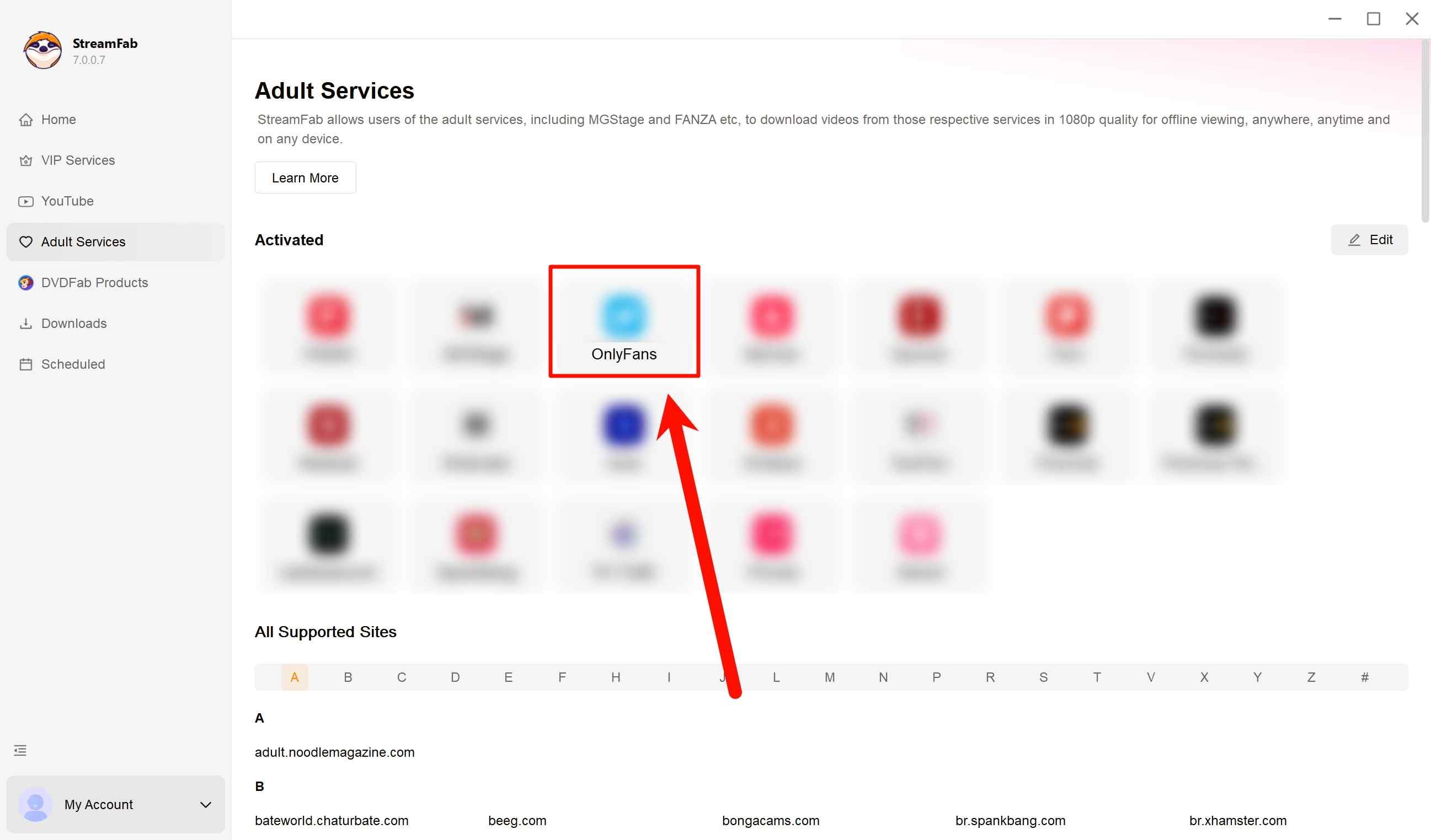Wie man mit dem StreamFab OnlyFans Downloader OnlyFans-Videos herunterlädt und auf ein iOS iPhone überträgt: Erster Schritt