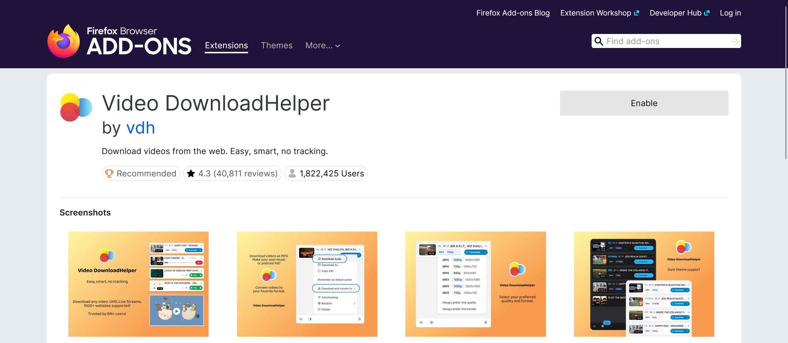 Eines der besten OnlyFans-Download-Firefox-Erweiterungen: video downloadhelper