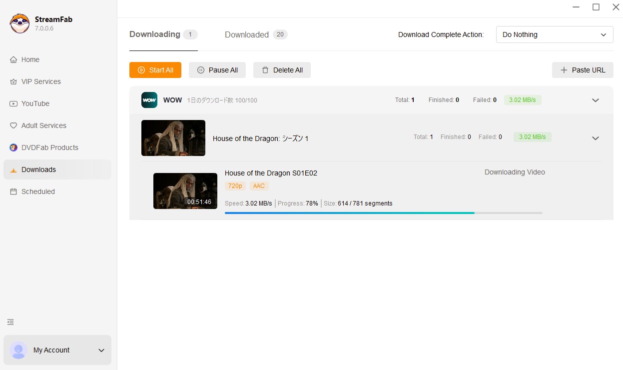 Jetzt wird der WOW Download gestartet