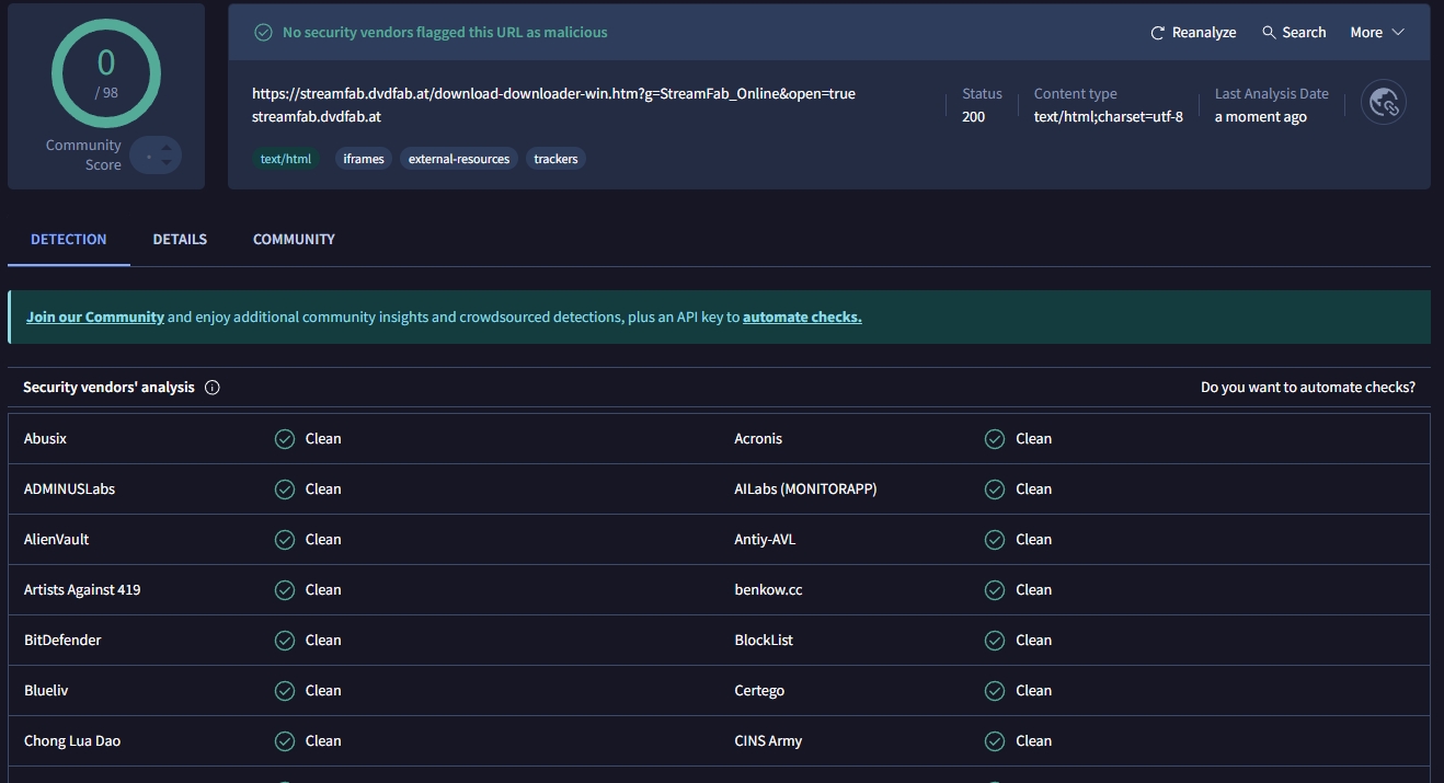 Sicherheitsüberprüfung für StreamFab Video Downloader