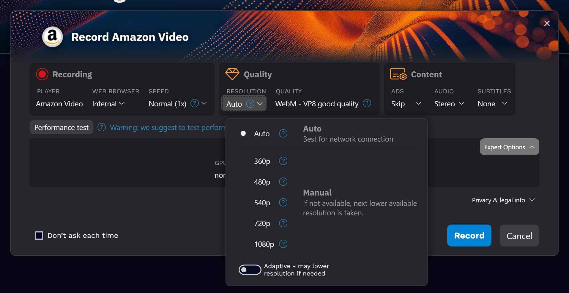 a screenshot of audials one customizable options on amazon prime video