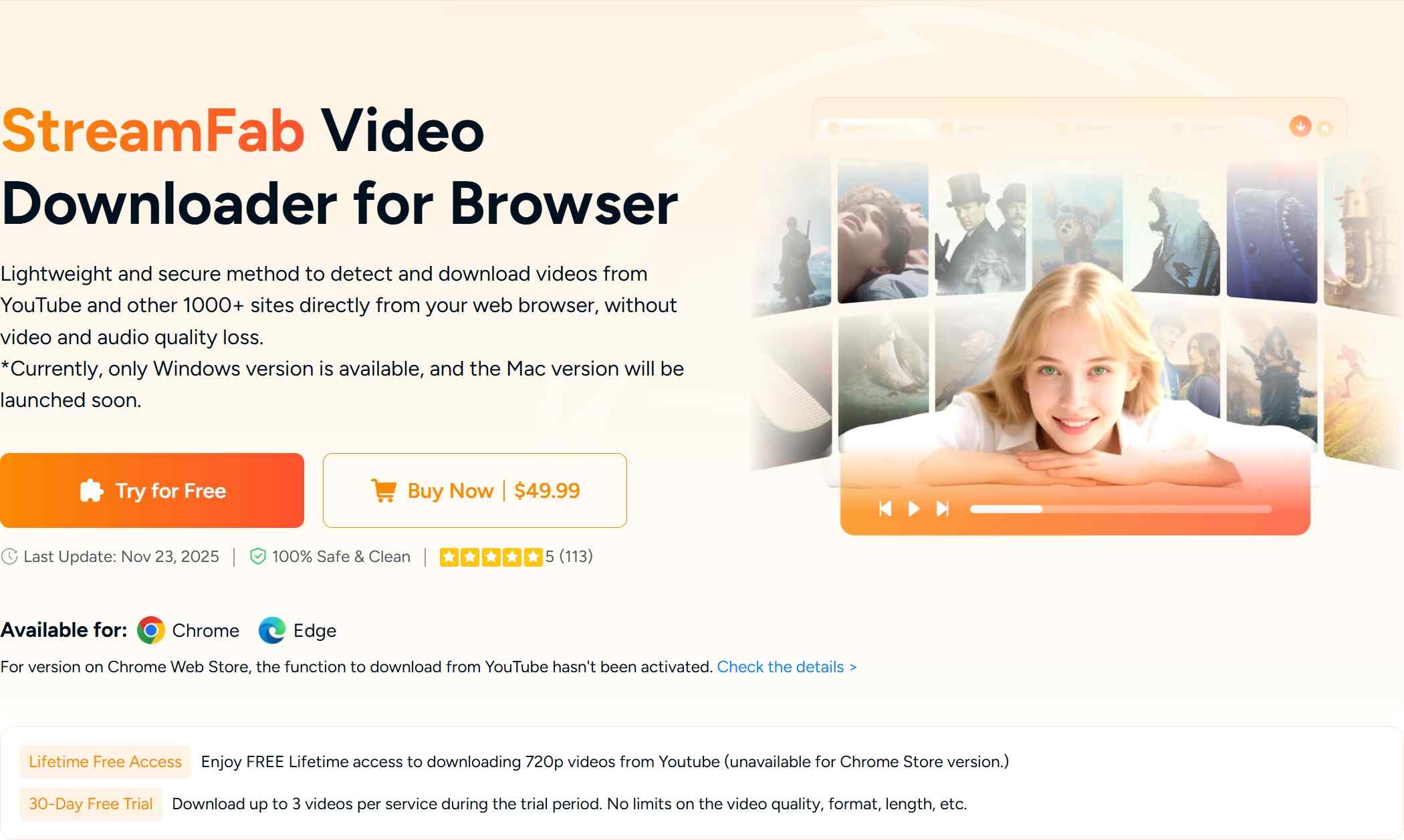 one of the top 4 Firefox & Chrome YouTube Video Download Extensions: streamfab for browser