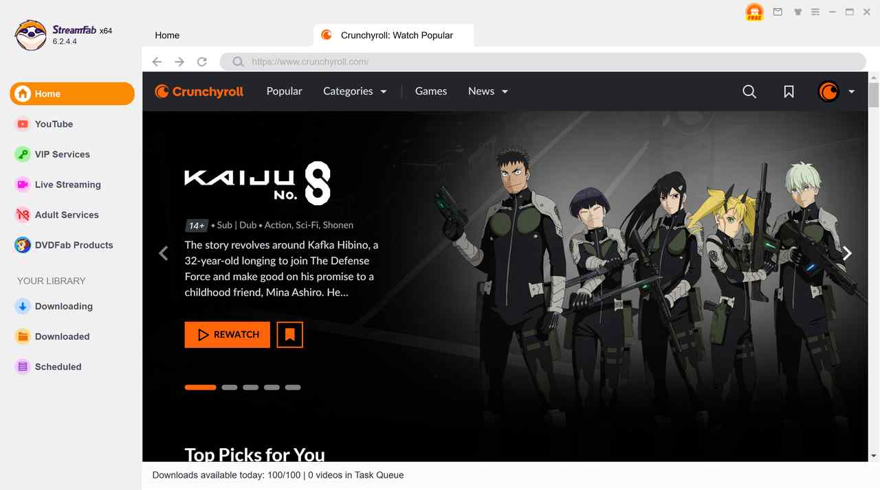 step 2 to download crunchyroll episodes on pc via streamfab