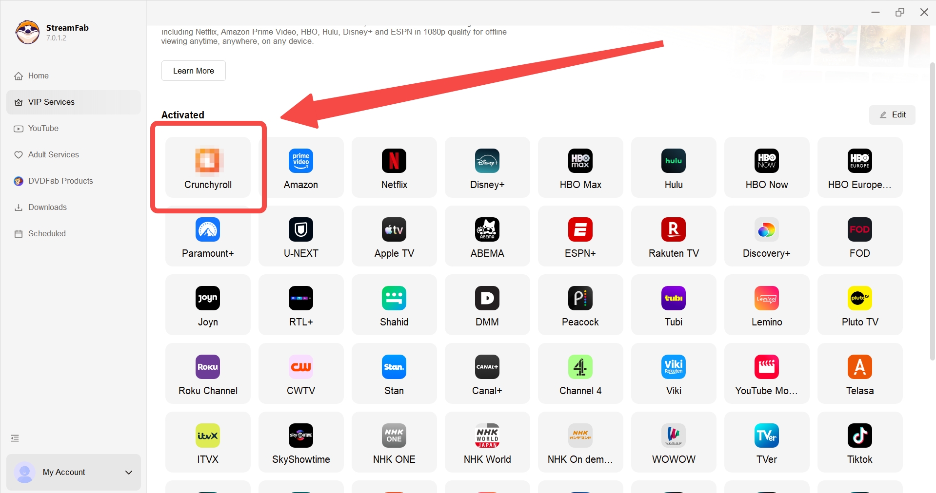 在 PC 上下載 crunchyroll 影片：streamfab