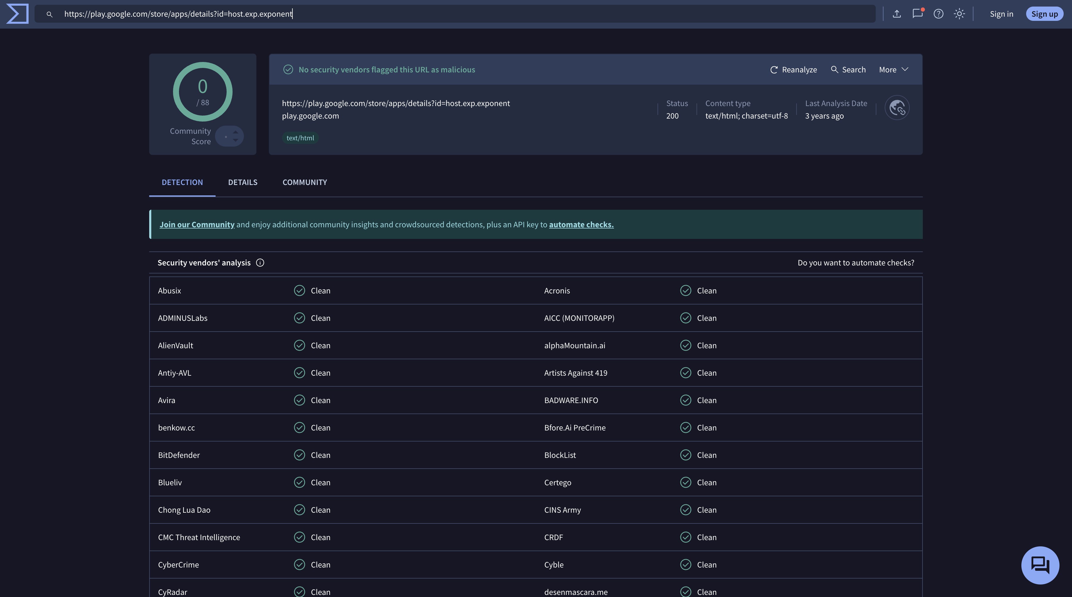 We've scanned the website and VirusTotal says it's all clear—no viruses.