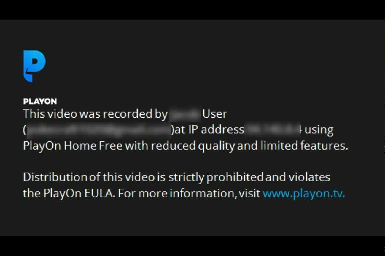 avis playon : filigranes au début des vidéos enregistrées