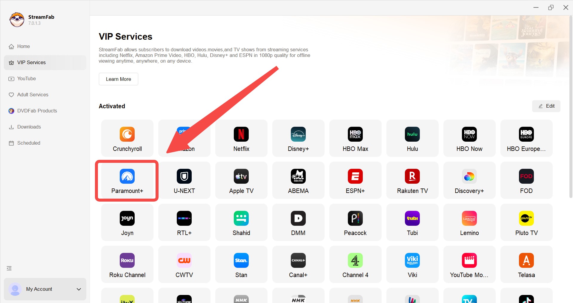 using streamfab paramount plus downloader to remove paramount plus download limit step1