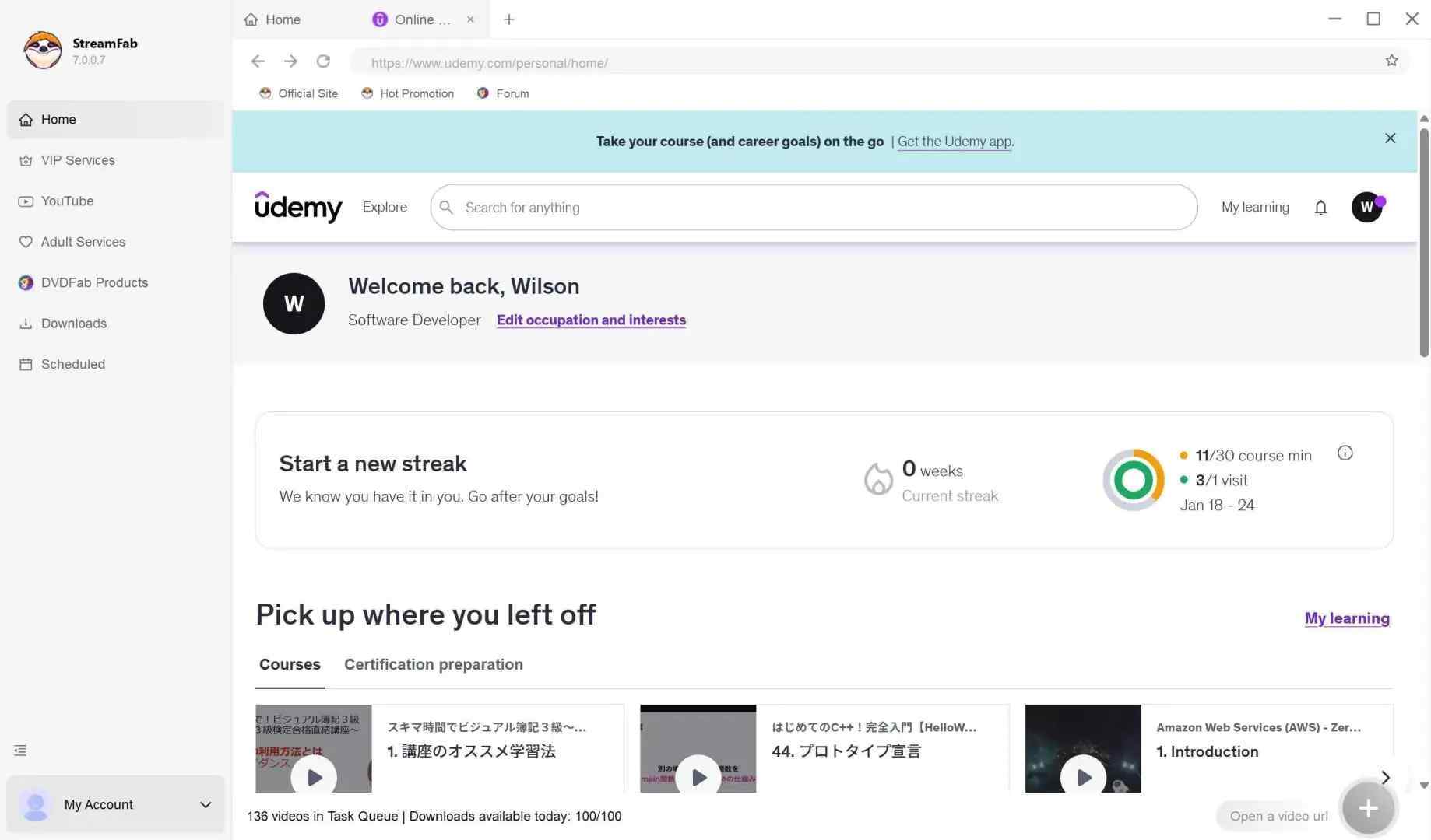 how to save udemy drm video backups via streamfab udemy downloader: step 2