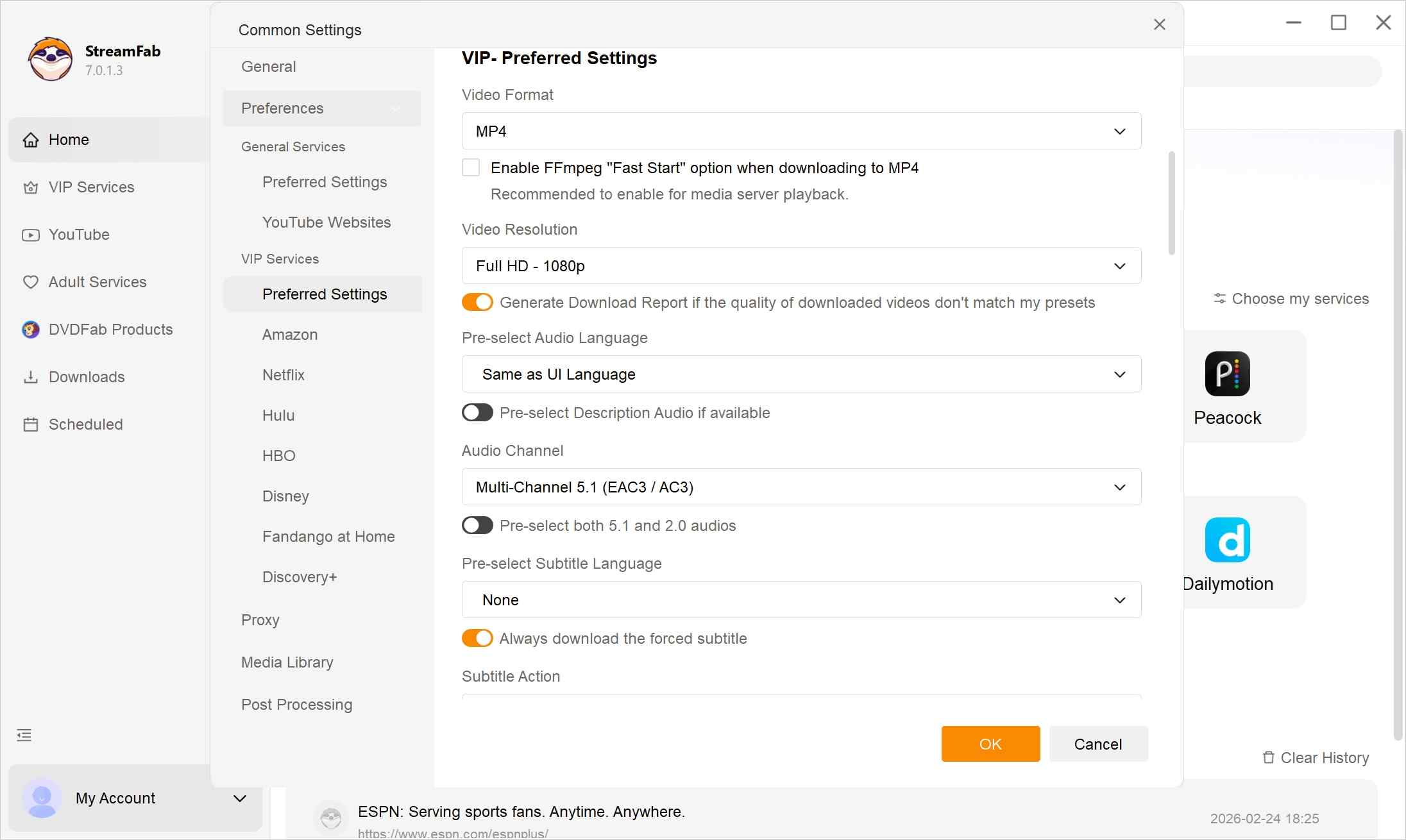 how to screen record espn plus videos with streamfab espn plus downloader step 1