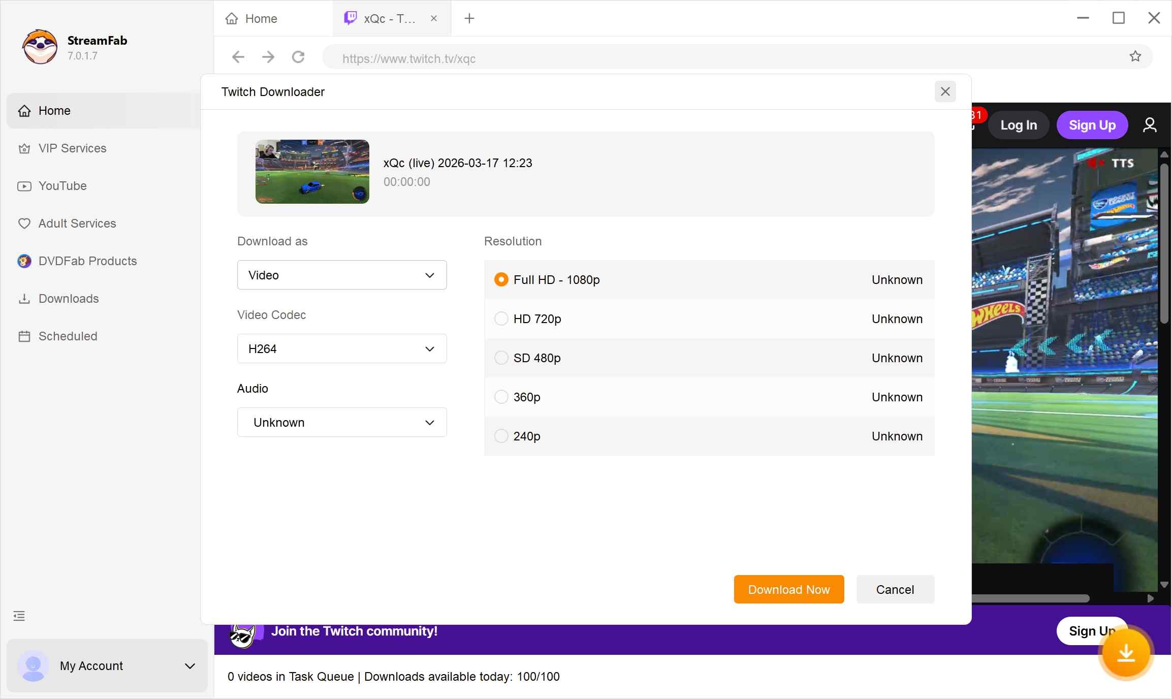 how to download twitch streamfab