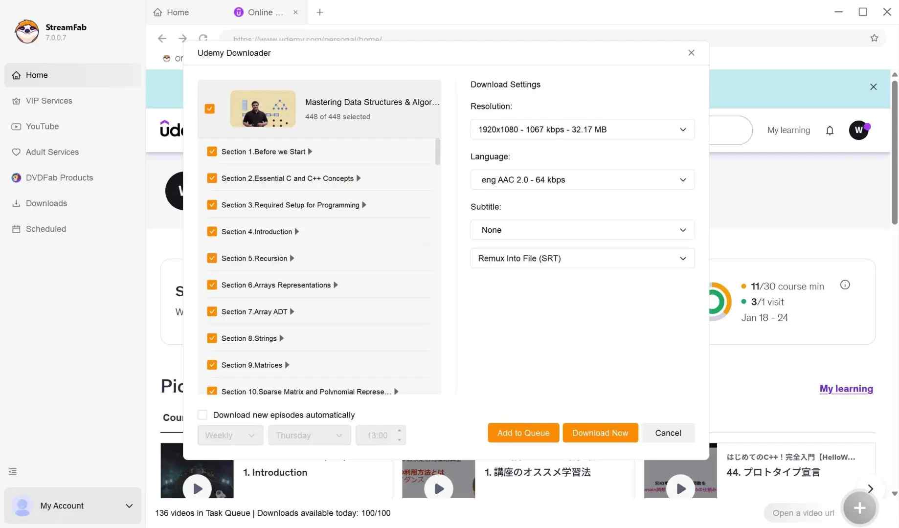 how to watch udemy offline on pc via streamfab udemy downloader: step 3